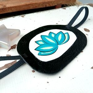 Adjustable Ooak Eye Patch with Teal Lotus Design